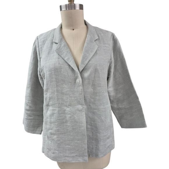 Eileen Fisher Linen Silk Loose Blazer Pale Green NWOT Sz L Snap Front - Picture 7 of 7